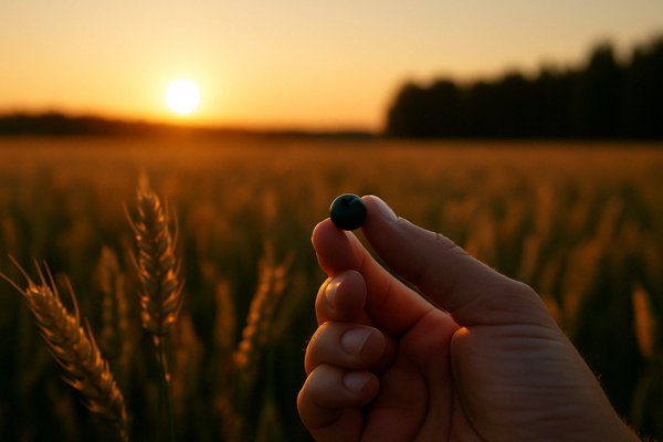 Kuvituskuva – kypsyvä vilja, mustikka ja ilta-auringon lämpö